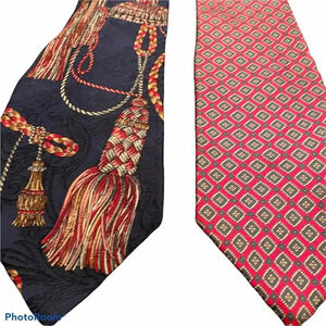 Two Vintage Oscar de La Renta Couture silk ties.